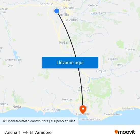 Ancha 1 to El Varadero map