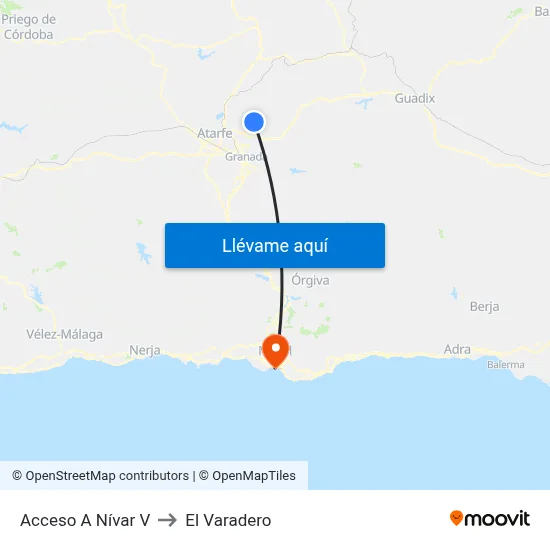 Acceso A Nívar V to El Varadero map