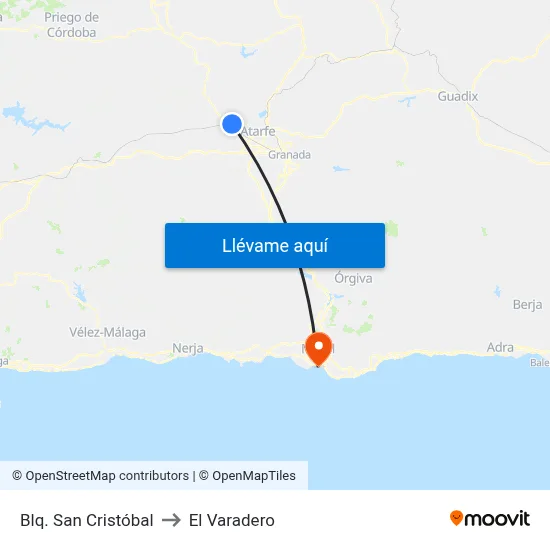 Blq. San Cristóbal to El Varadero map
