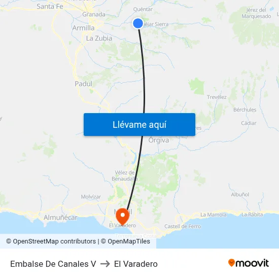 Embalse De Canales V to El Varadero map