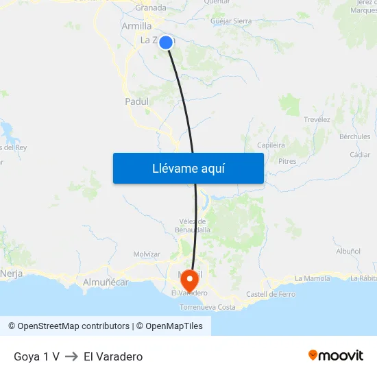 Goya 1 V to El Varadero map