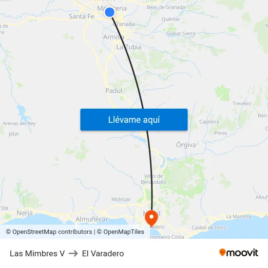 Las Mimbres V to El Varadero map