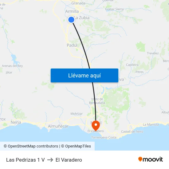 Las Pedrizas 1 V to El Varadero map
