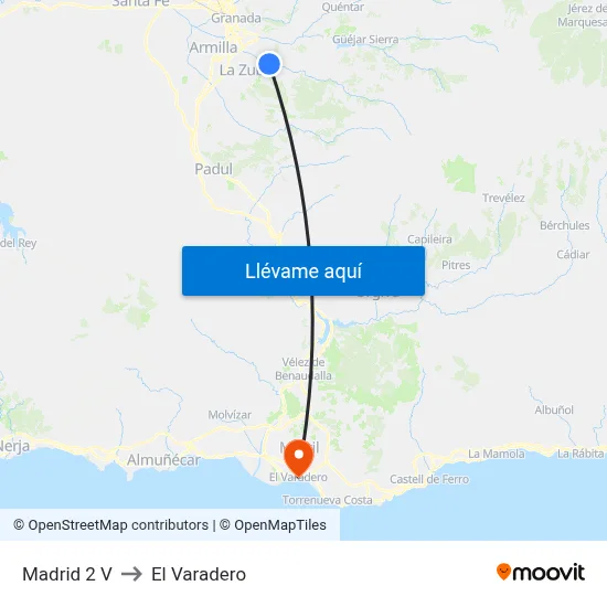 Madrid 2 V to El Varadero map
