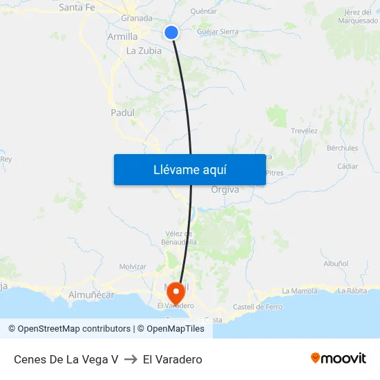 Cenes De La Vega V to El Varadero map