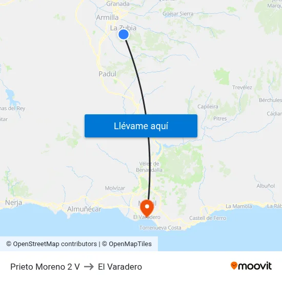 Prieto Moreno 2 V to El Varadero map