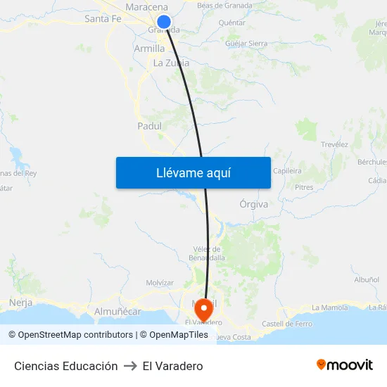 Ciencias Educación to El Varadero map
