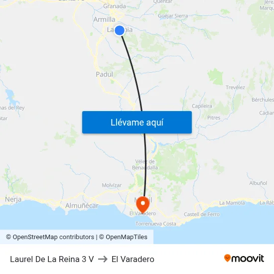 Laurel De La Reina 3 V to El Varadero map