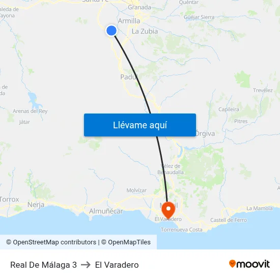 Real De Málaga 3 to El Varadero map