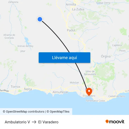 Ambulatorio V to El Varadero map