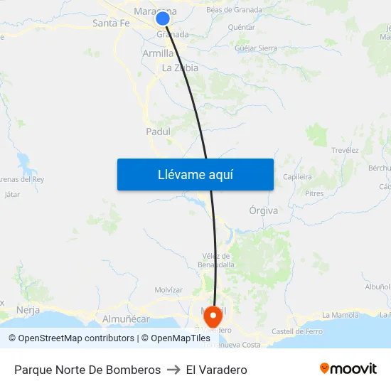Parque Norte De Bomberos to El Varadero map