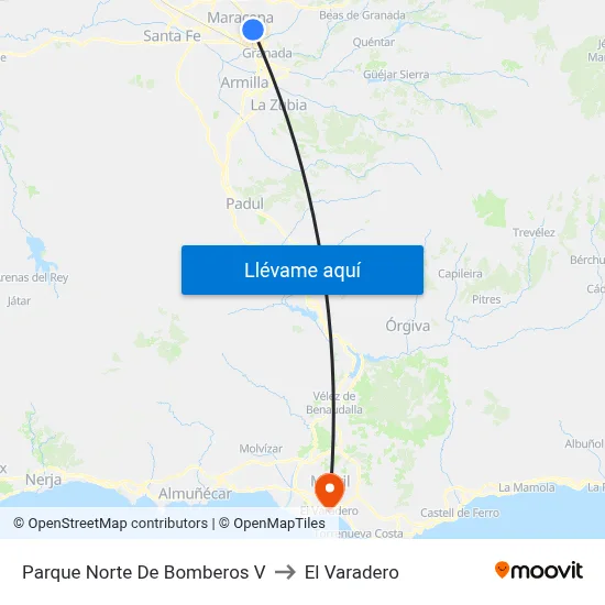 Parque Norte De Bomberos V to El Varadero map