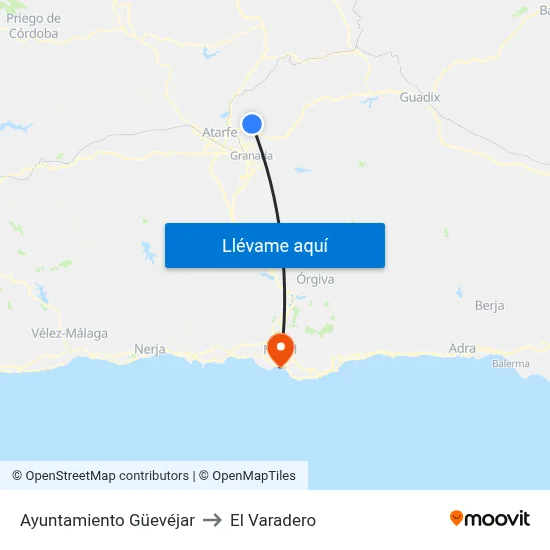 Ayuntamiento Güevéjar to El Varadero map