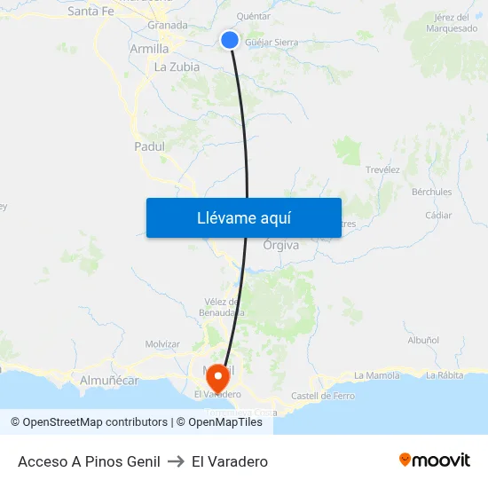 Acceso A Pinos Genil to El Varadero map