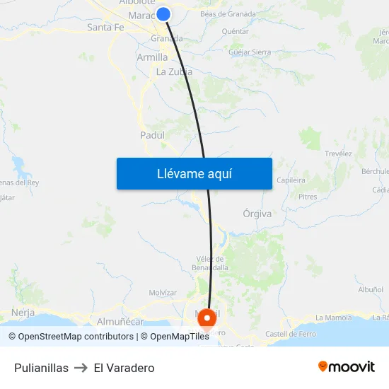 Pulianillas to El Varadero map