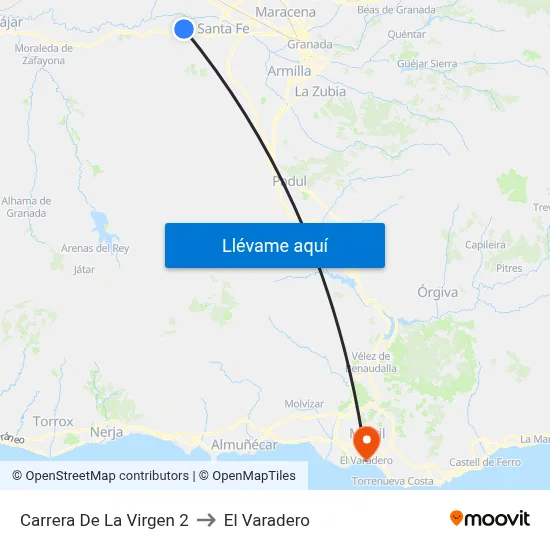 Carrera De La Virgen 2 to El Varadero map
