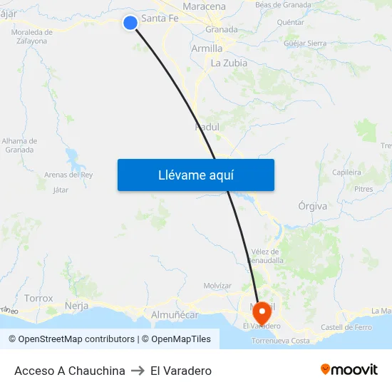 Acceso A Chauchina to El Varadero map