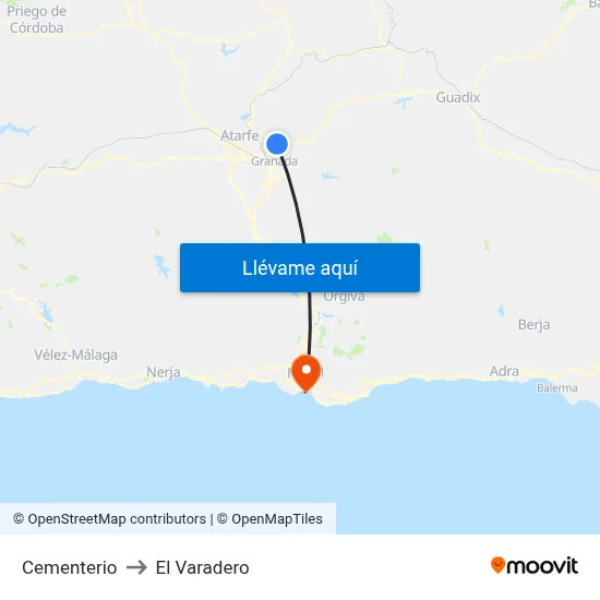 Cementerio to El Varadero map