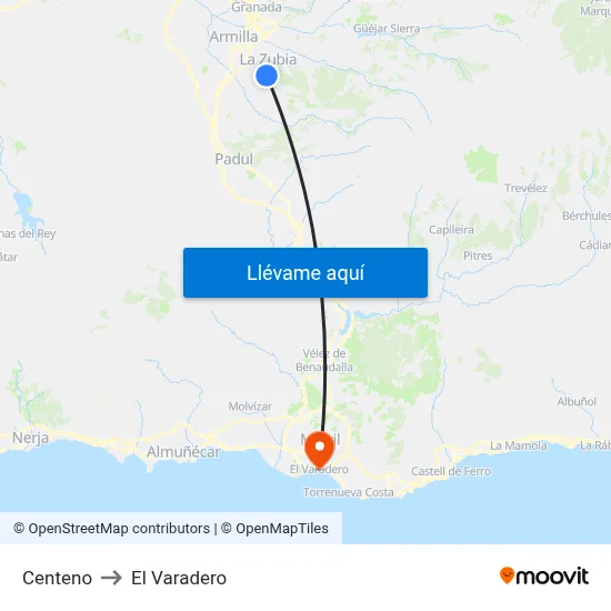 Centeno to El Varadero map