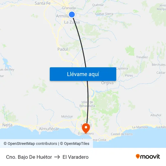 Cno. Bajo De Huétor to El Varadero map