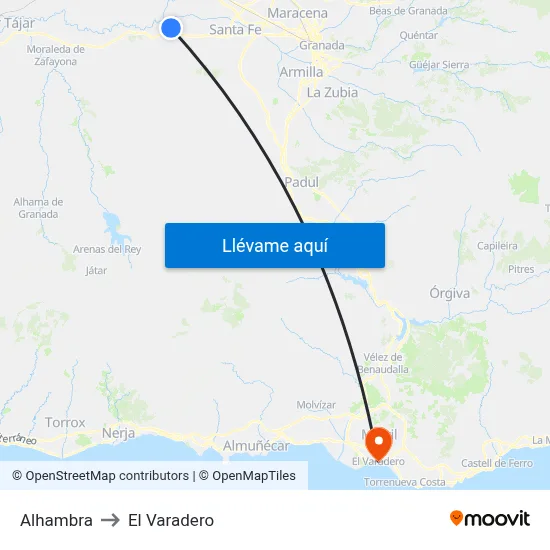 Alhambra to El Varadero map