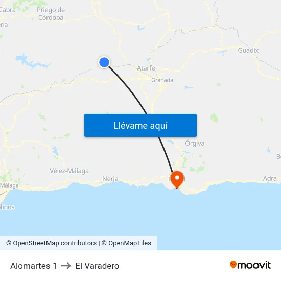 Alomartes 1 to El Varadero map