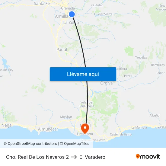 Cno. Real De Los Neveros 2 to El Varadero map