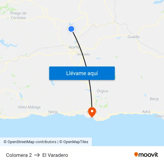 Colomera 2 to El Varadero map