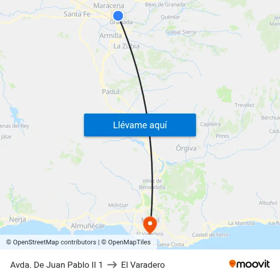 Avda. De Juan Pablo II 1 to El Varadero map