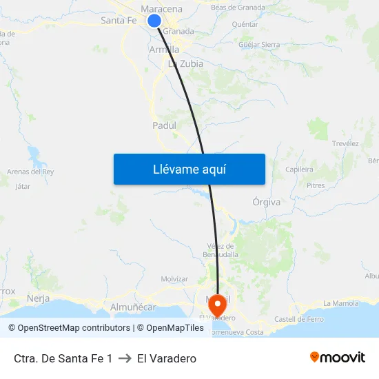 Ctra. De Santa Fe 1 to El Varadero map