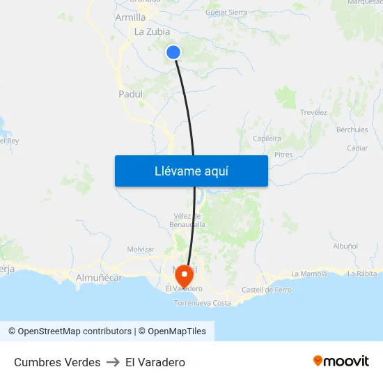 Cumbres Verdes to El Varadero map