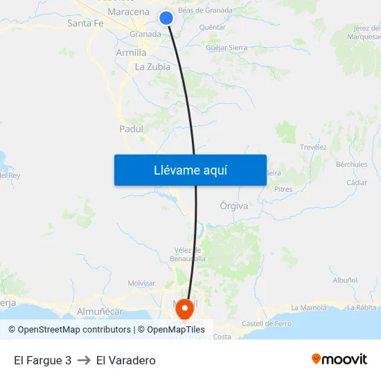 El Fargue 3 to El Varadero map