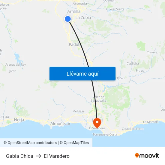 Gabia Chica to El Varadero map