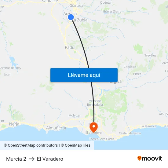 Murcia 2 to El Varadero map