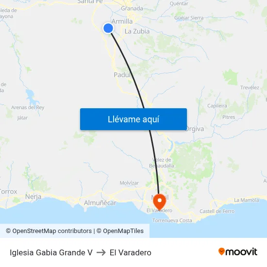 Iglesia Gabia Grande V to El Varadero map