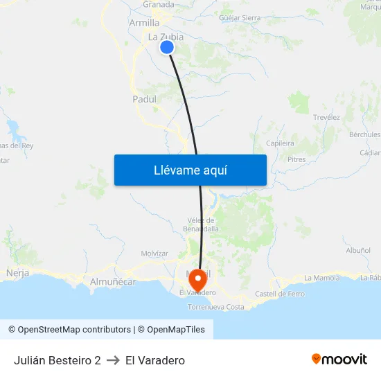 Julián Besteiro 2 to El Varadero map