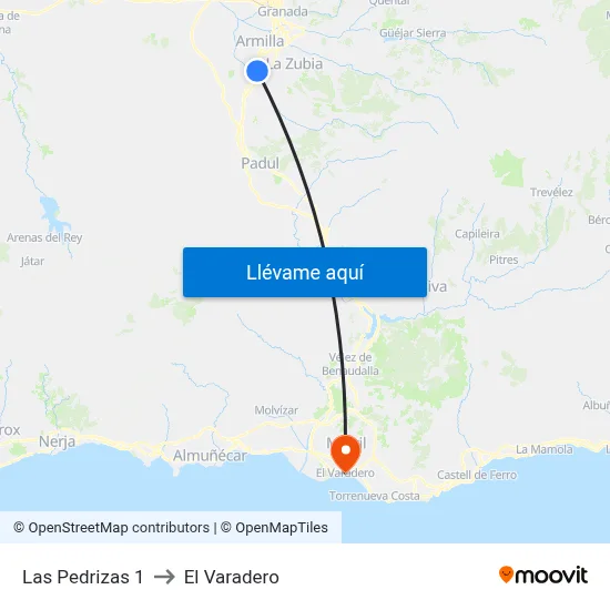 Las Pedrizas 1 to El Varadero map