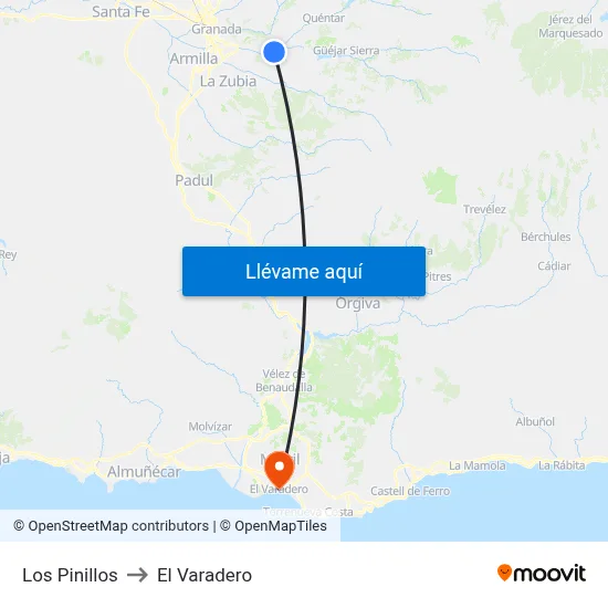 Los Pinillos to El Varadero map