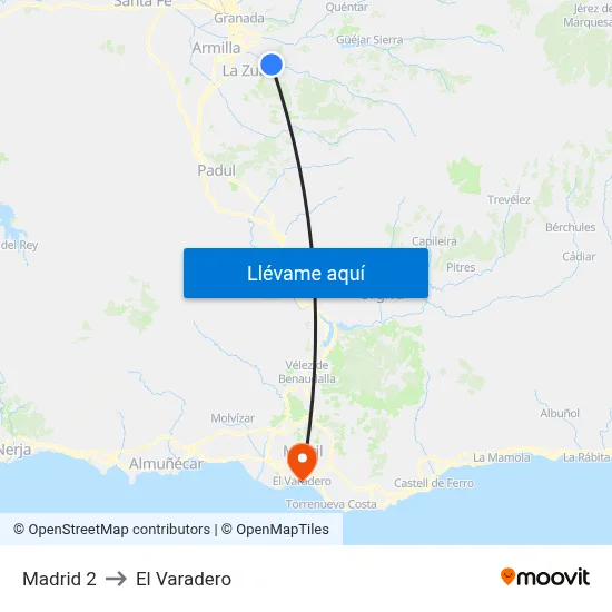 Madrid 2 to El Varadero map
