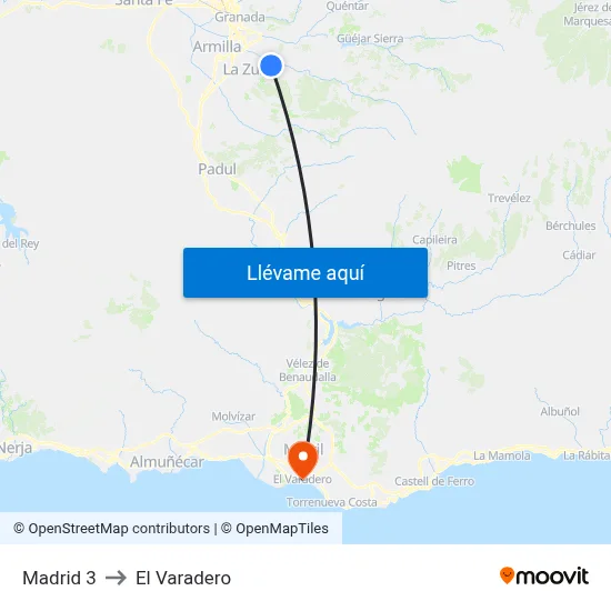 Madrid 3 to El Varadero map