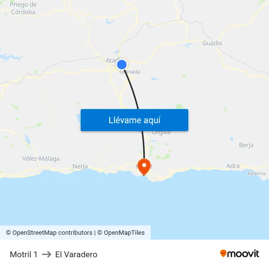 Motril 1 to El Varadero map