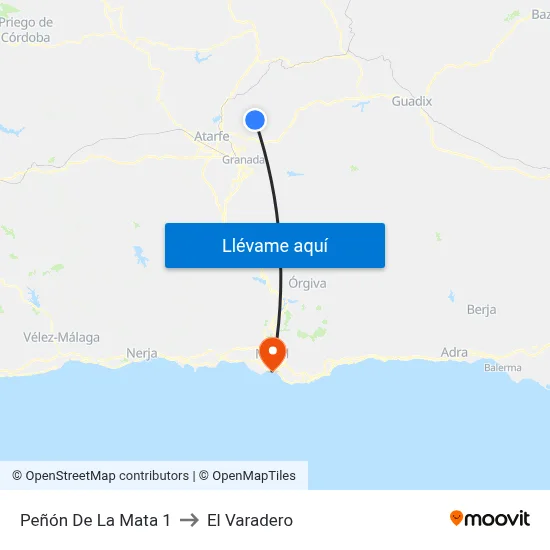 Peñón De La Mata 1 to El Varadero map
