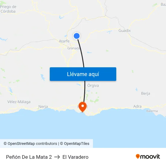 Peñón De La Mata 2 to El Varadero map