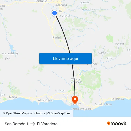 San Ramón 1 to El Varadero map