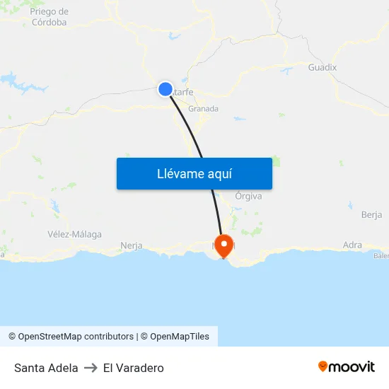 Santa Adela to El Varadero map