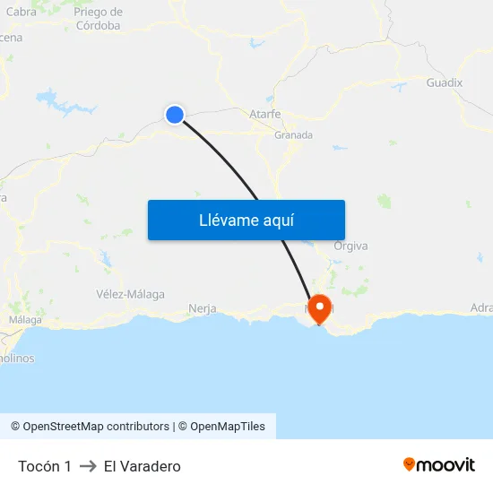 Tocón 1 to El Varadero map