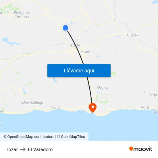 Tózar to El Varadero map