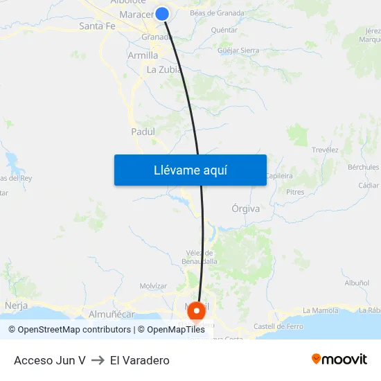 Acceso Jun V to El Varadero map