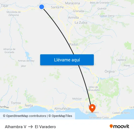 Alhambra V to El Varadero map