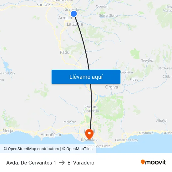 Avda. De Cervantes 1 to El Varadero map